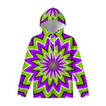Green Flower Moving Optical Illusion Pullover Hoodie