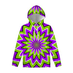 Green Flower Moving Optical Illusion Pullover Hoodie