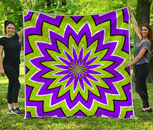 Green Flower Moving Optical Illusion Quilt