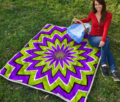 Green Flower Moving Optical Illusion Quilt