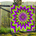 Green Flower Moving Optical Illusion Quilt