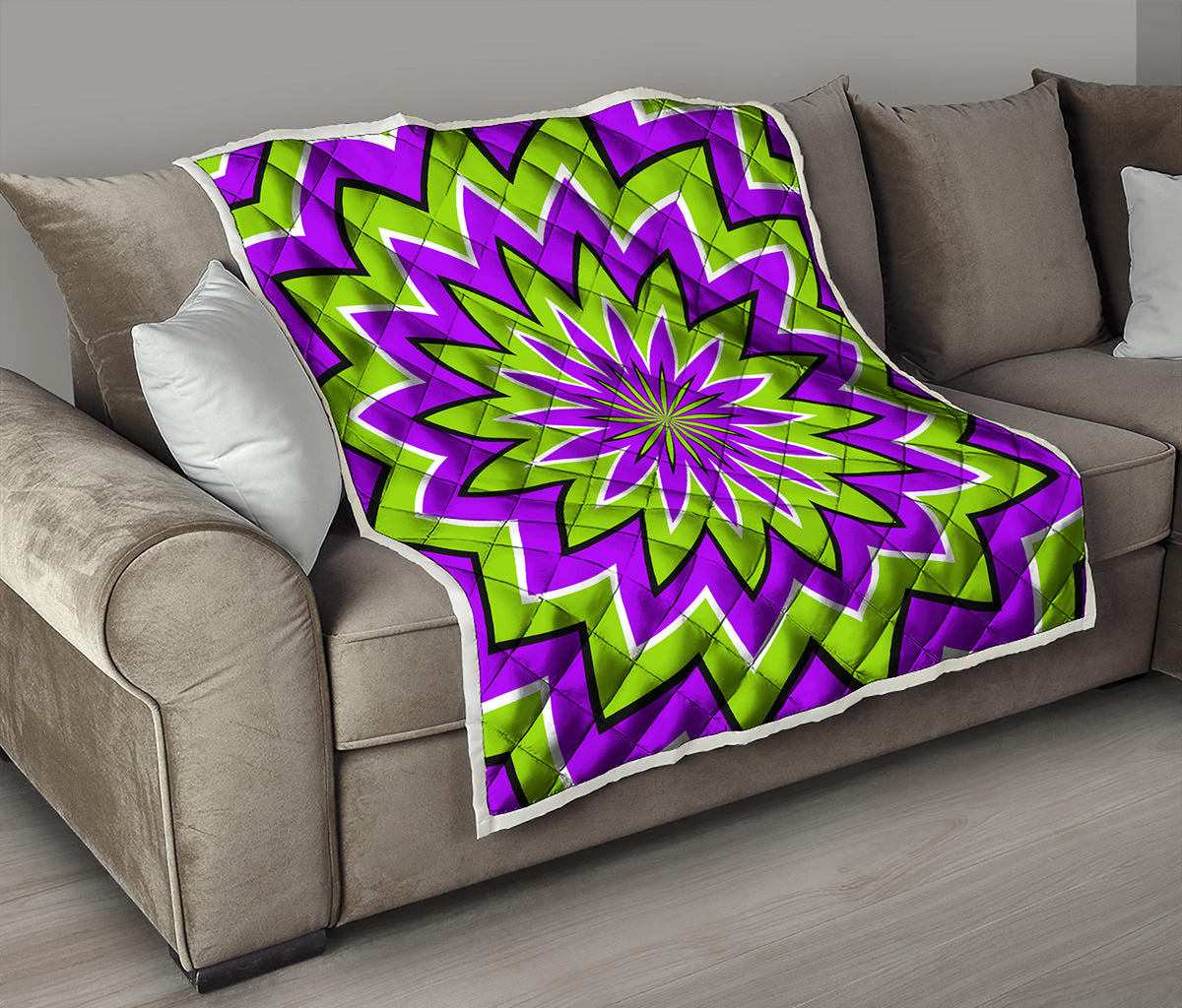 Green Flower Moving Optical Illusion Quilt
