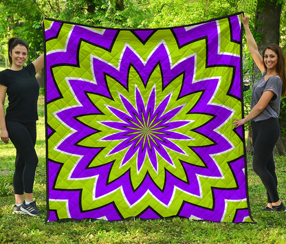 Green Flower Moving Optical Illusion Quilt