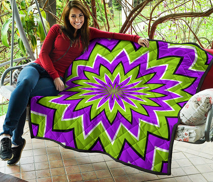 Green Flower Moving Optical Illusion Quilt
