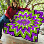 Green Flower Moving Optical Illusion Quilt
