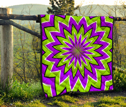 Green Flower Moving Optical Illusion Quilt