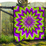 Green Flower Moving Optical Illusion Quilt