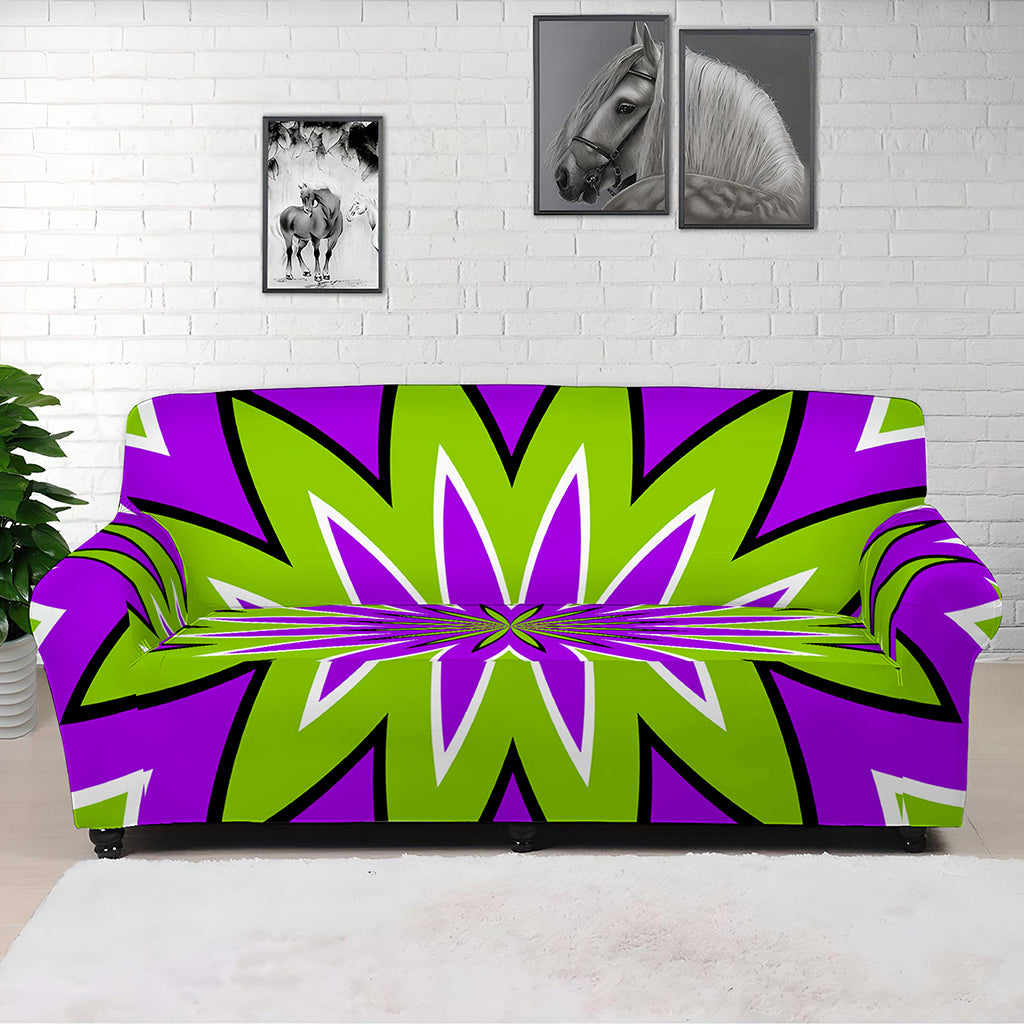 Green Flower Moving Optical Illusion Sofa Cover