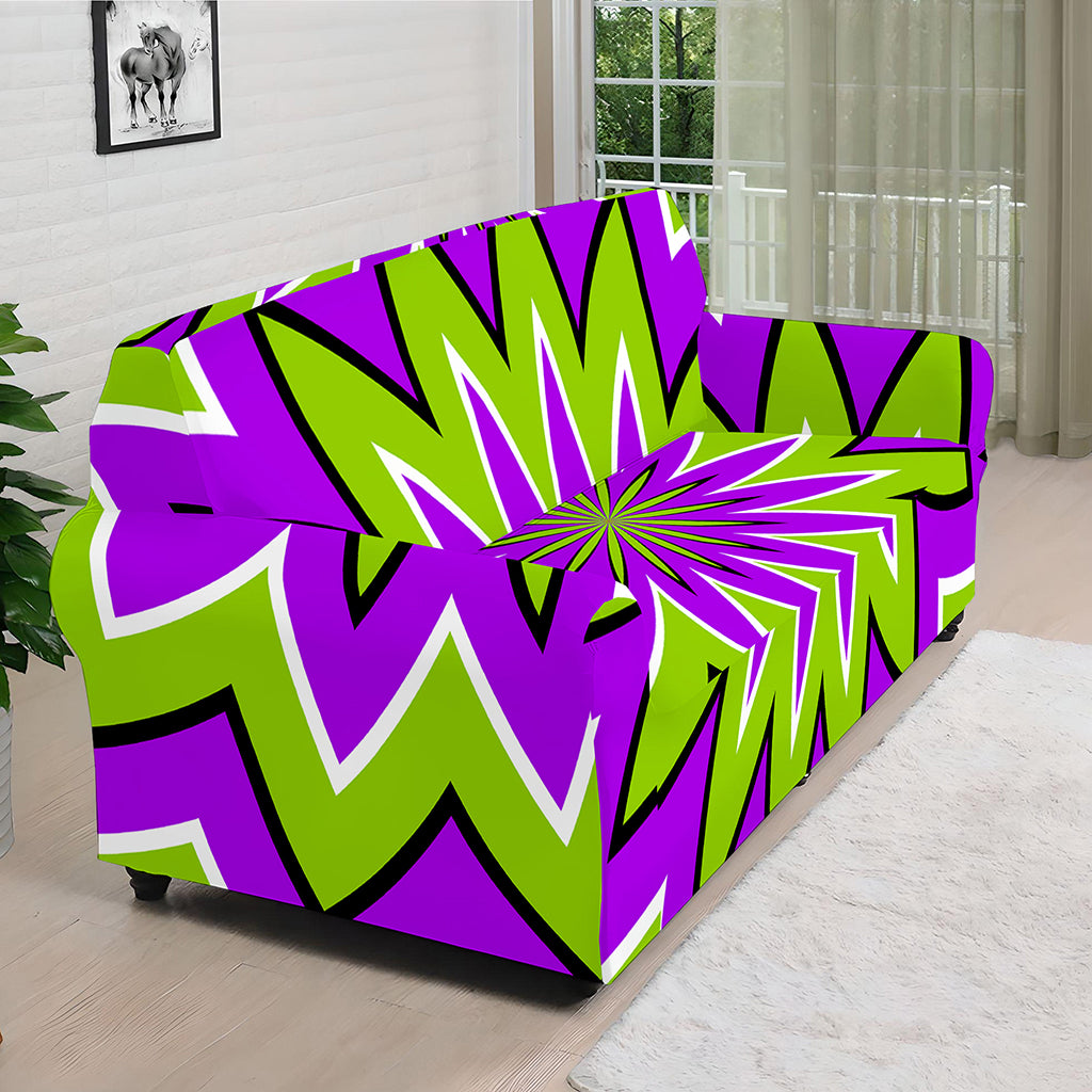 Green Flower Moving Optical Illusion Sofa Cover