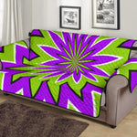 Green Flower Moving Optical Illusion Sofa Protector