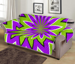 Green Flower Moving Optical Illusion Sofa Protector