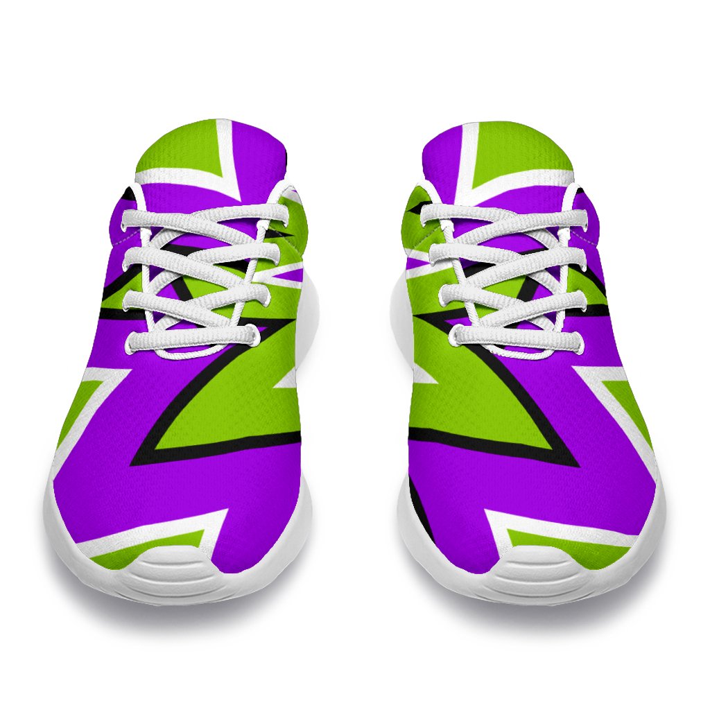 Green Flower Moving Optical Illusion Sport Shoes GearFrost