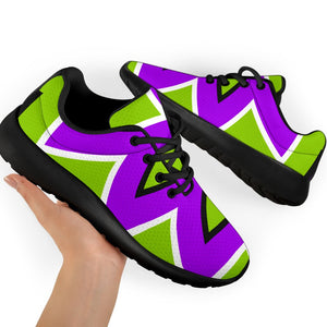 Green Flower Moving Optical Illusion Sport Shoes GearFrost