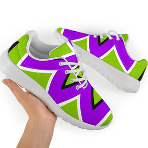 Green Flower Moving Optical Illusion Sport Shoes GearFrost