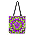 Green Flower Moving Optical Illusion Tote Bag