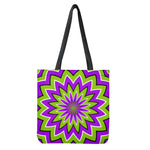 Green Flower Moving Optical Illusion Tote Bag