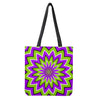 Green Flower Moving Optical Illusion Tote Bag