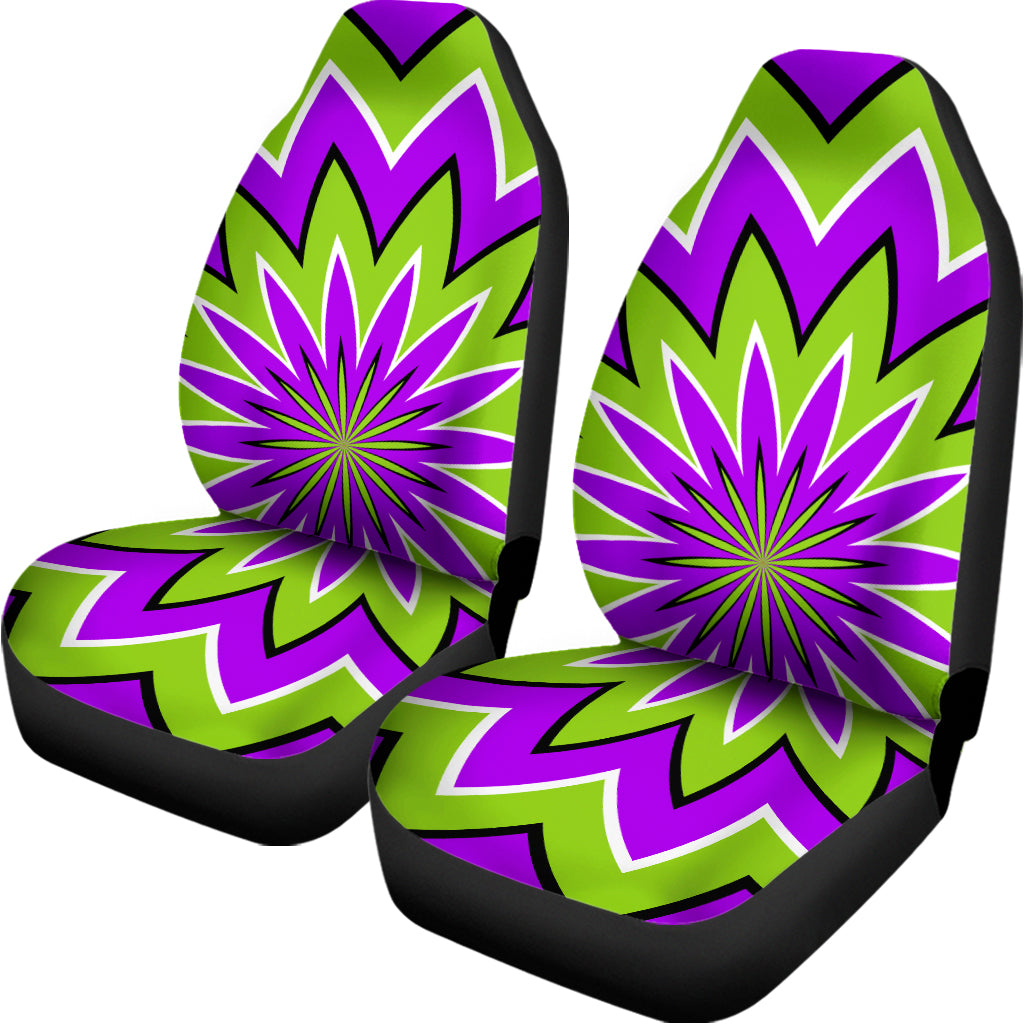 Green Flower Moving Optical Illusion Universal Fit Car Seat Covers
