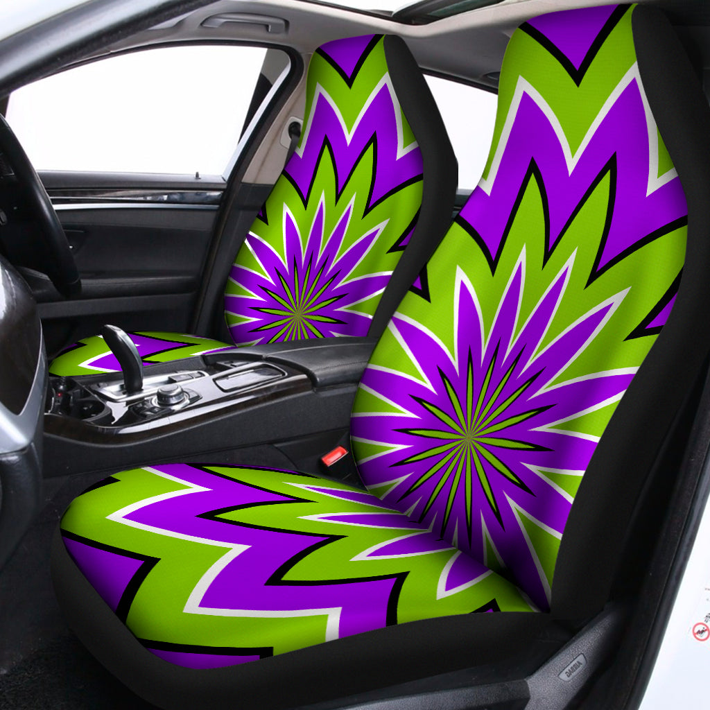 Green Flower Moving Optical Illusion Universal Fit Car Seat Covers
