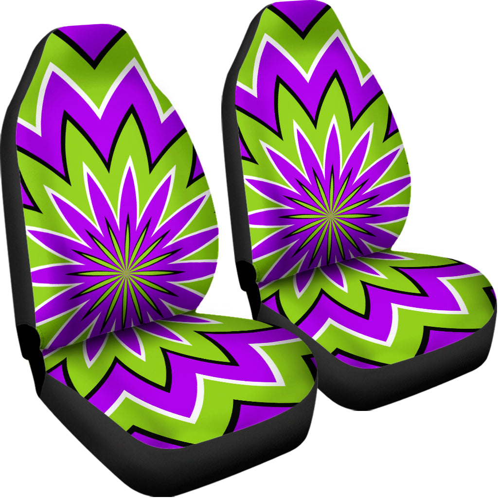 Green Flower Moving Optical Illusion Universal Fit Car Seat Covers