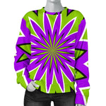 Green Flower Moving Optical Illusion Women's Crewneck Sweatshirt GearFrost