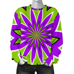Green Flower Moving Optical Illusion Women's Crewneck Sweatshirt GearFrost