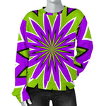 Green Flower Moving Optical Illusion Women's Crewneck Sweatshirt GearFrost