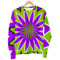 Green Flower Moving Optical Illusion Women's Crewneck Sweatshirt