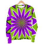 Green Flower Moving Optical Illusion Women's Crewneck Sweatshirt GearFrost