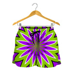 Green Flower Moving Optical Illusion Women's Shorts