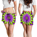 Green Flower Moving Optical Illusion Women's Shorts