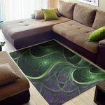 Green Fractal Print Area Rug