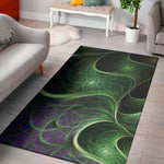 Green Fractal Print Area Rug