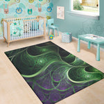 Green Fractal Print Area Rug