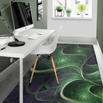 Green Fractal Print Area Rug