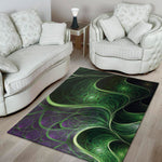 Green Fractal Print Area Rug