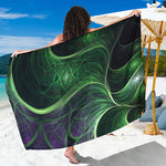 Green Fractal Print Beach Sarong Wrap