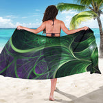 Green Fractal Print Beach Sarong Wrap