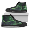 Green Fractal Print Black High Top Sneakers