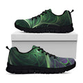 Green Fractal Print Black Running Shoes