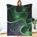 Green Fractal Print Blanket
