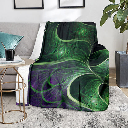 Green Fractal Print Blanket