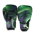 Green Fractal Print Boxing Gloves