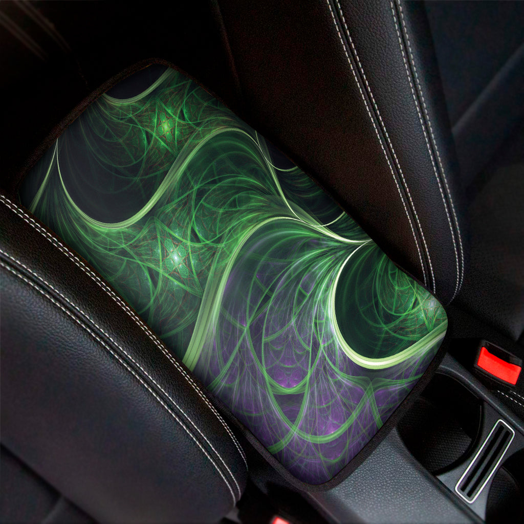 Green Fractal Print Car Center Console Cover