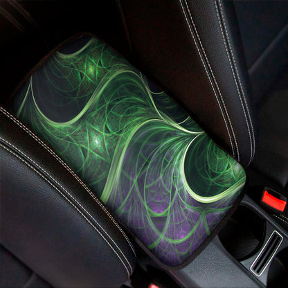 Green Fractal Print Car Center Console Cover