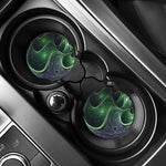 Green Fractal Print Car Coasters