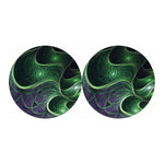Green Fractal Print Car Coasters