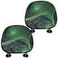 Green Fractal Print Car Headrest Covers