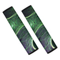 Green Fractal Print Car Seat Belt Covers