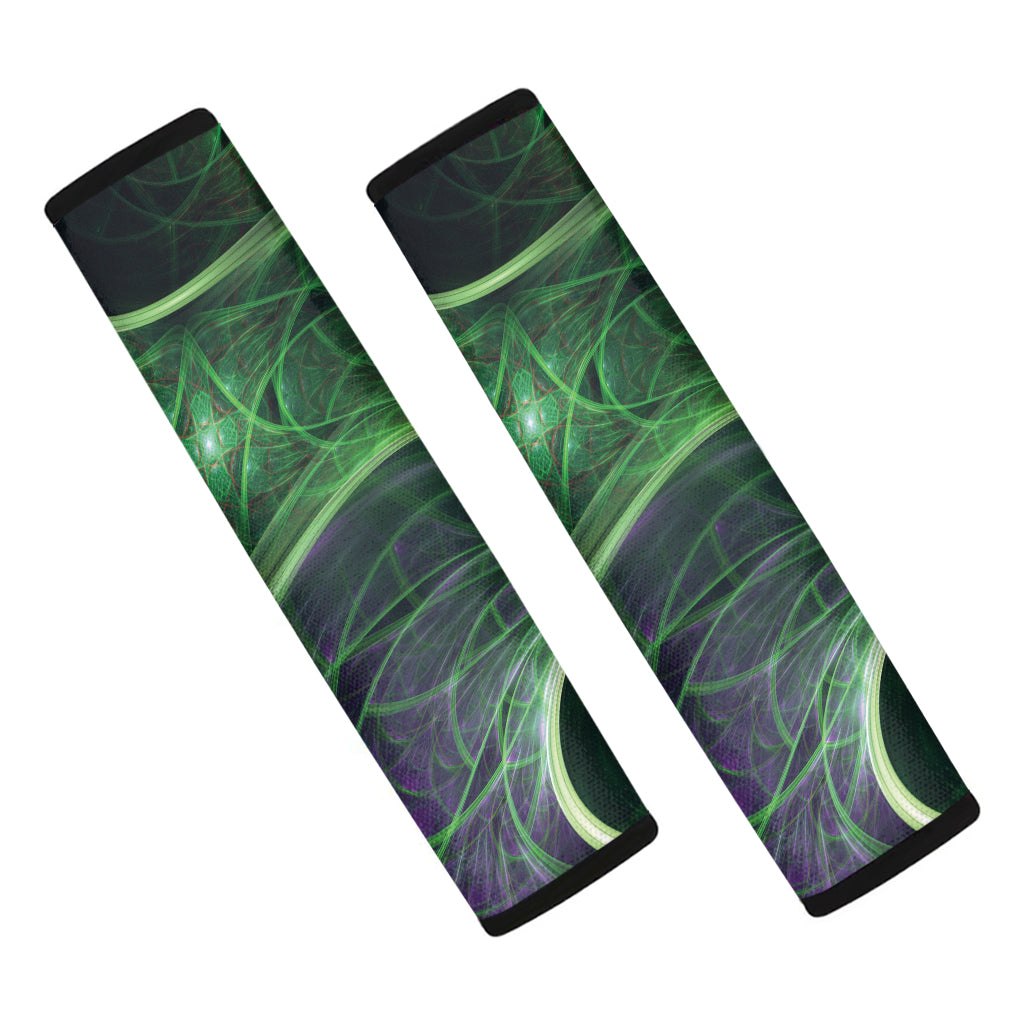 Green Fractal Print Car Seat Belt Covers